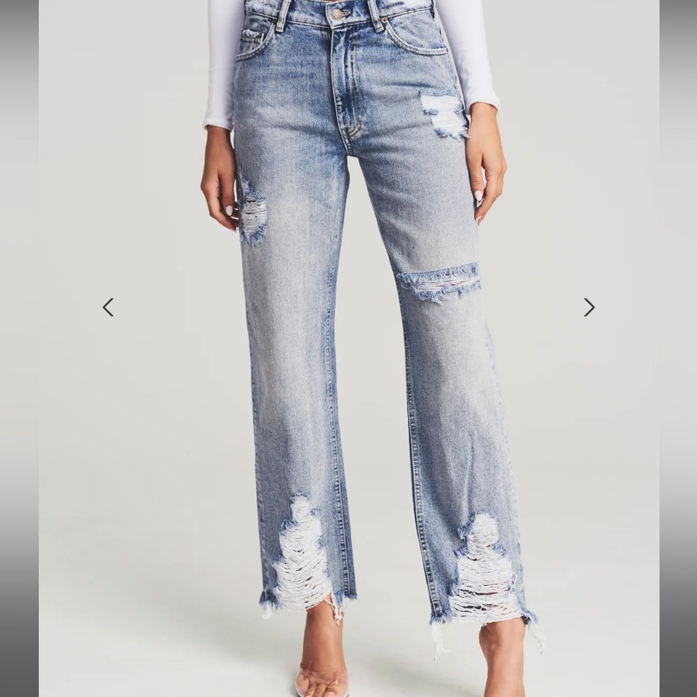 Retrofete Blue Distressed Straight Leg Jeans